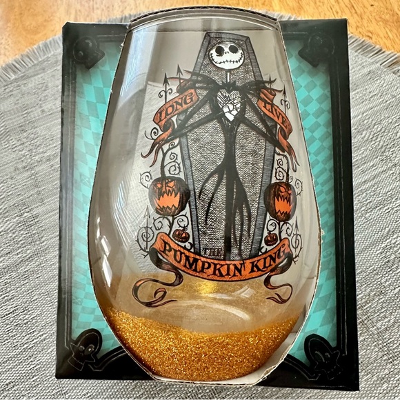 Jack Skellington Long Live The Pumpkin King 20 oz Tear Drop Wine Glass NEW!! - Picture 2 of 5